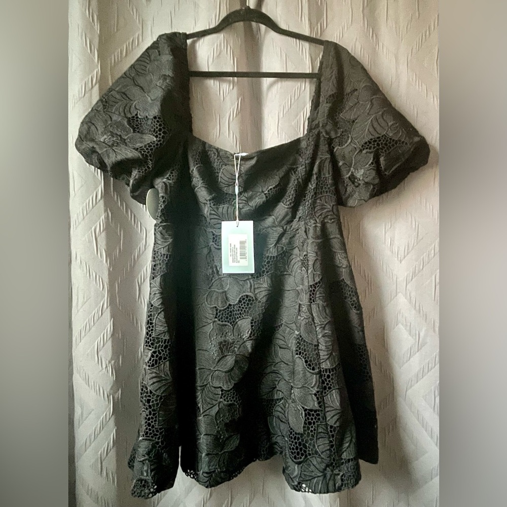 Hill House: The Matilda Mini Dress - Black Floral Lace, sz XXL